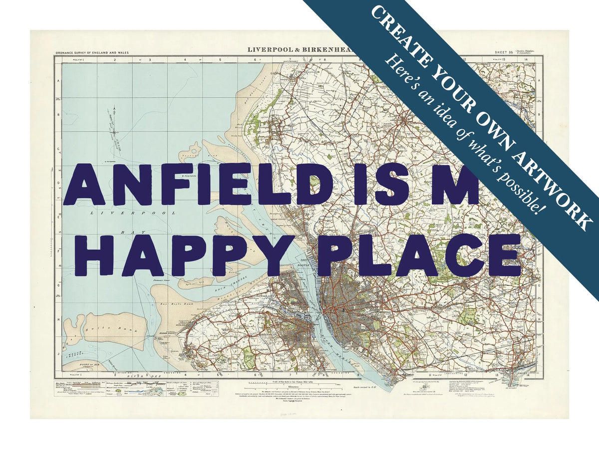 Map Print of Liverpool | Personalised Map Print | Map prints in Navy Hand Drawn Font - Unframed Wall Art