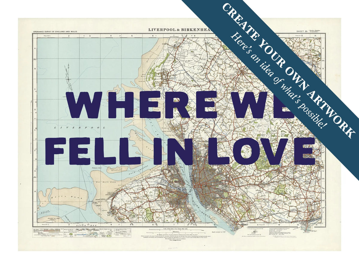 Map Print of Liverpool | Personalised Map Print | Map prints in Navy Hand Drawn Font - Unframed Wall Art