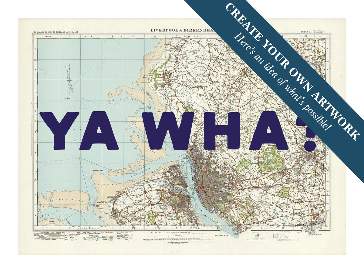 Map Print of Liverpool | Personalised Map Print | Map prints in Navy Hand Drawn Font - Unframed Wall Art