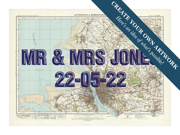 Custom Map Print of Liverpool | Personalised Map Print | Map Prints in Navy font - Unframed wall art