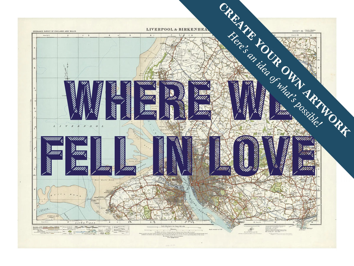 Custom Map Print of Liverpool | Personalised Map Print | Map Prints in Navy font - Unframed wall art