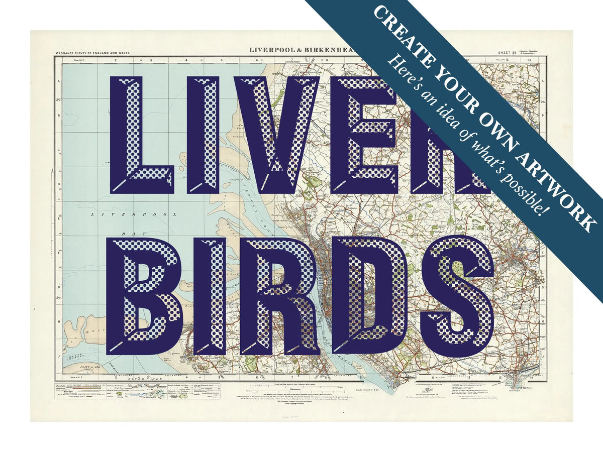 Custom Map Print of Liverpool | Personalised Map Print | Map Prints in Navy font - Unframed wall art