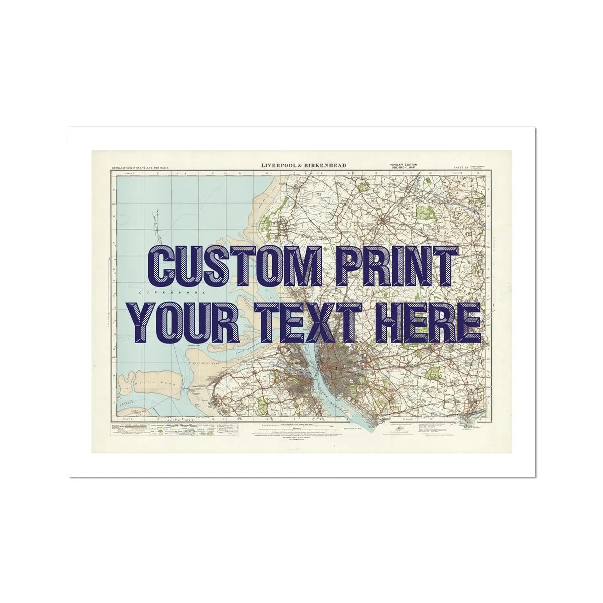 Custom Map Print of Liverpool | Personalised Map Print | Map Prints in Navy font - Unframed wall art