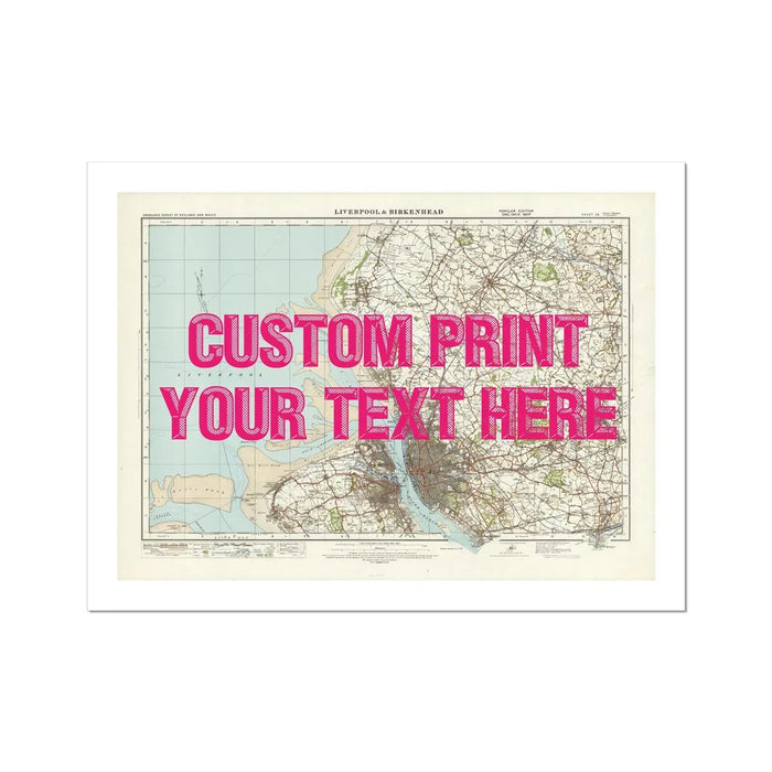 Custom map print of Liverpool | Personalised Map Print | Map prints in navy wording - Unframed wall art