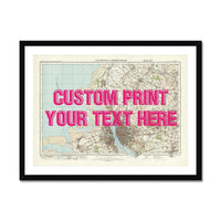Custom Map print of Liverpool | Personalised Map Print | Map Prints in pink font - Framed wall art