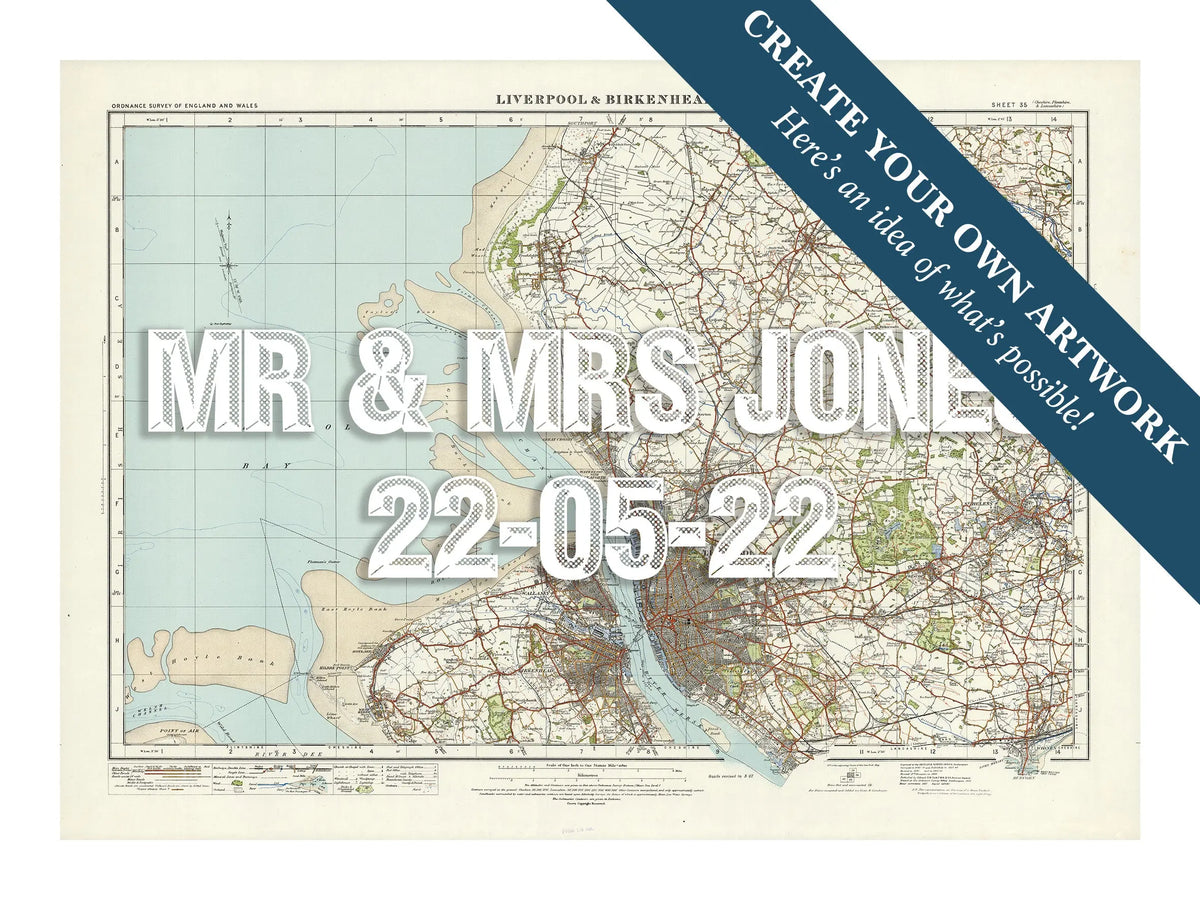 Custom map print of Liverpool | Personalised Map Print | Map Prints with white font - Unframed Wall Art