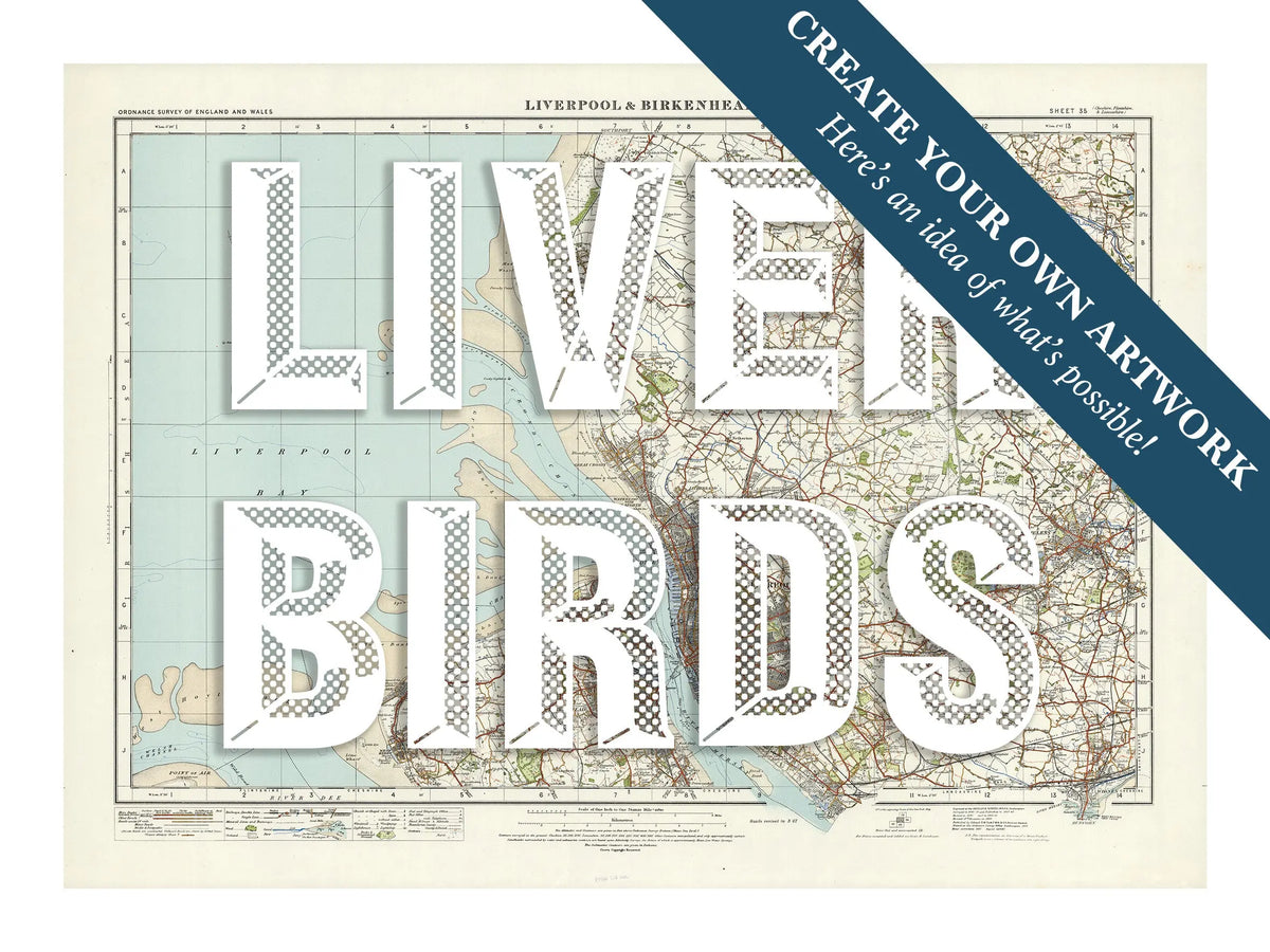 Custom map print of Liverpool | Personalised Map Print | Map Prints with white font - Unframed Wall Art