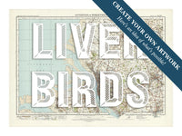 Custom map print of Liverpool | Personalised Map Print | Map Prints with white font - Unframed Wall Art