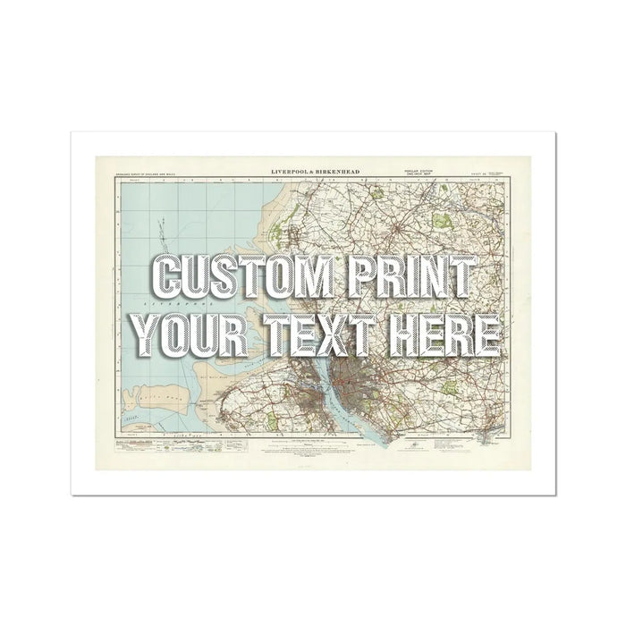 Custom map print of Liverpool | Personalised Map Print | Map Prints with white font - Unframed Wall Art