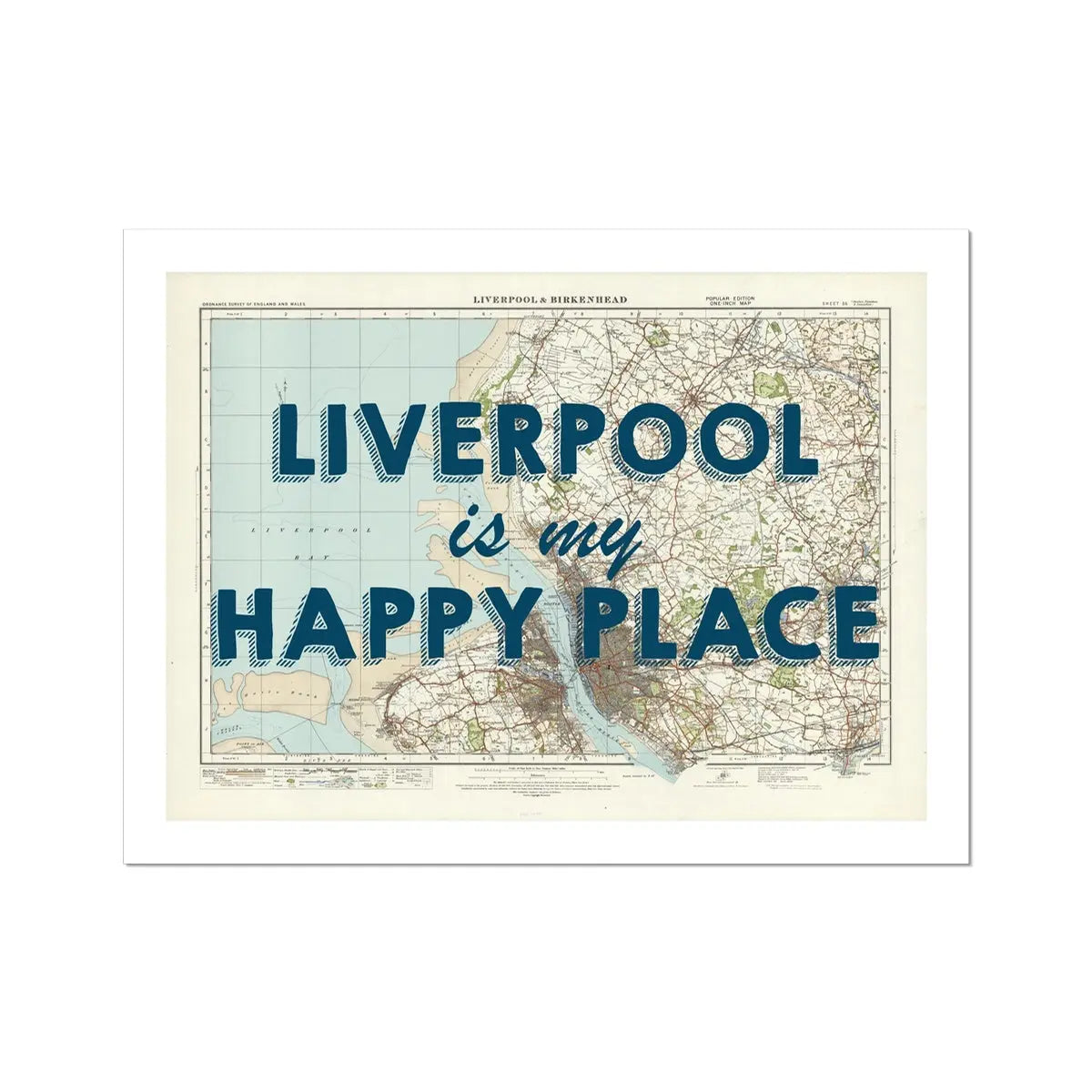Liverpool is my Happy Place Art Print | Vintage Map Print of Liverpool - Unframed Wall Art