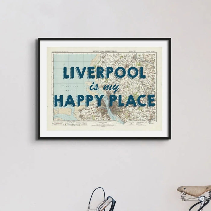 Liverpool is my Happy Place Art Print | Vintage Map Print of Liverpool - Unframed Wall Art