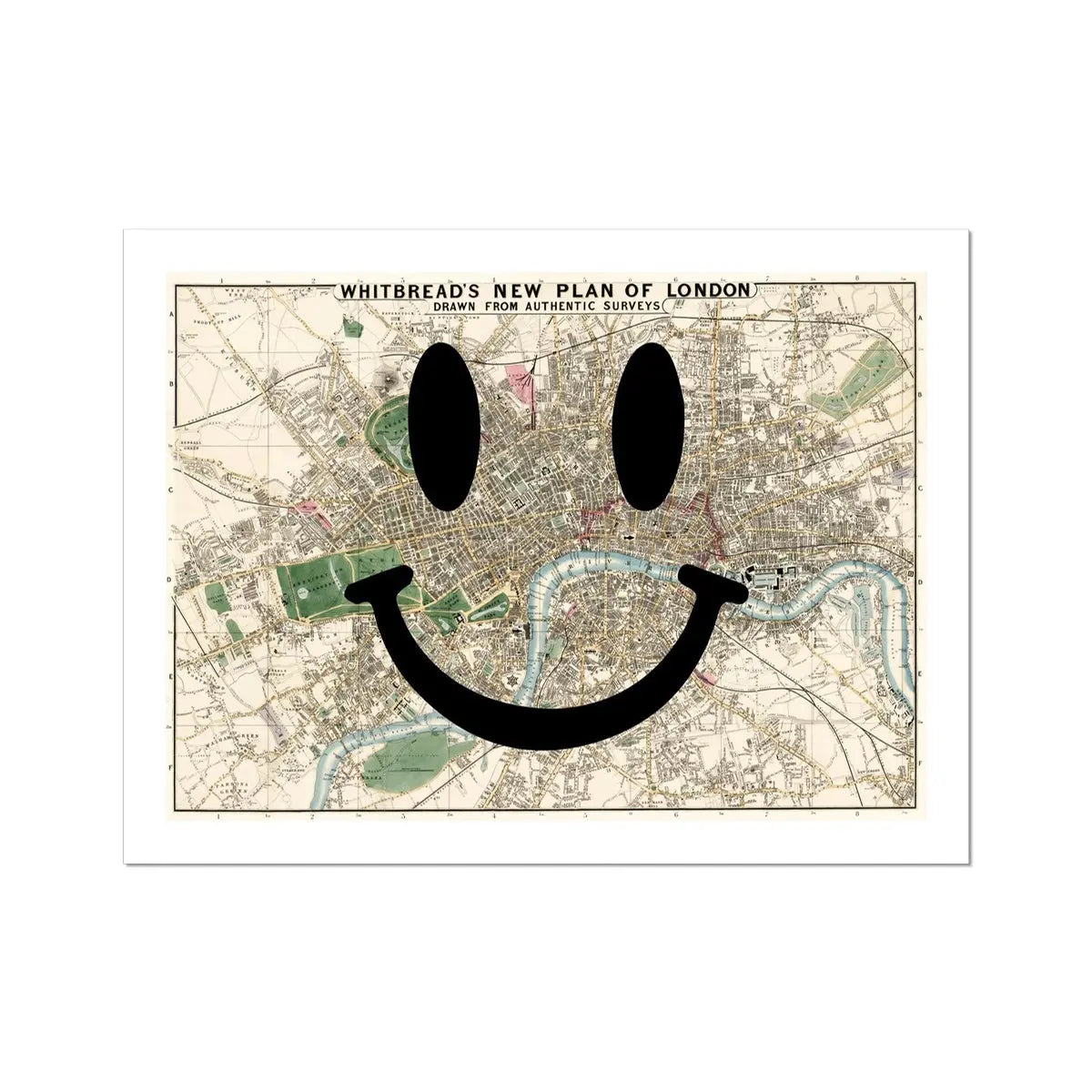 London Makes Me Happy (London Map) Vintage Map Art - Unframed - Beach House Art