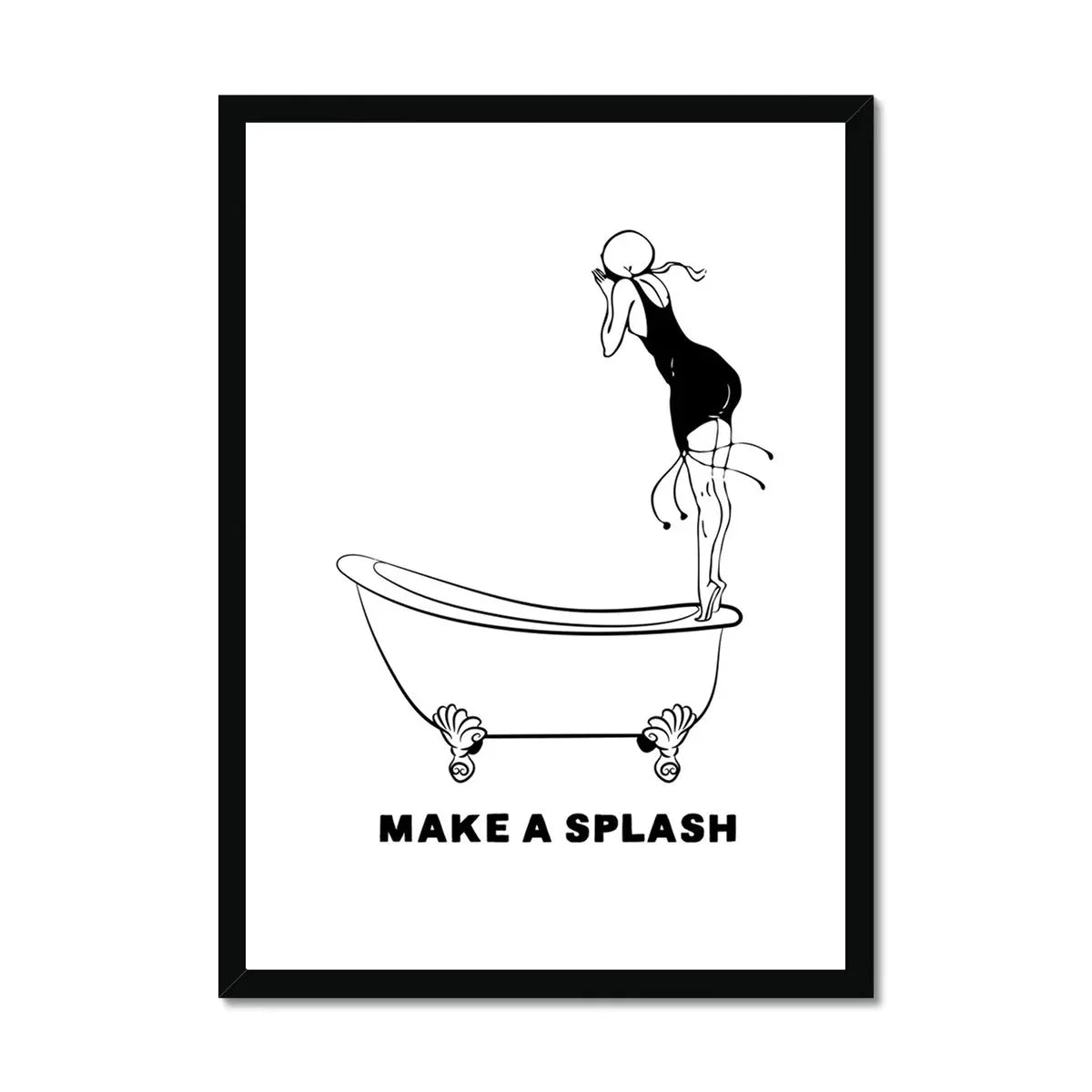 Make a Splash (White) Bathroom Word Art Print - Framed Wall Art