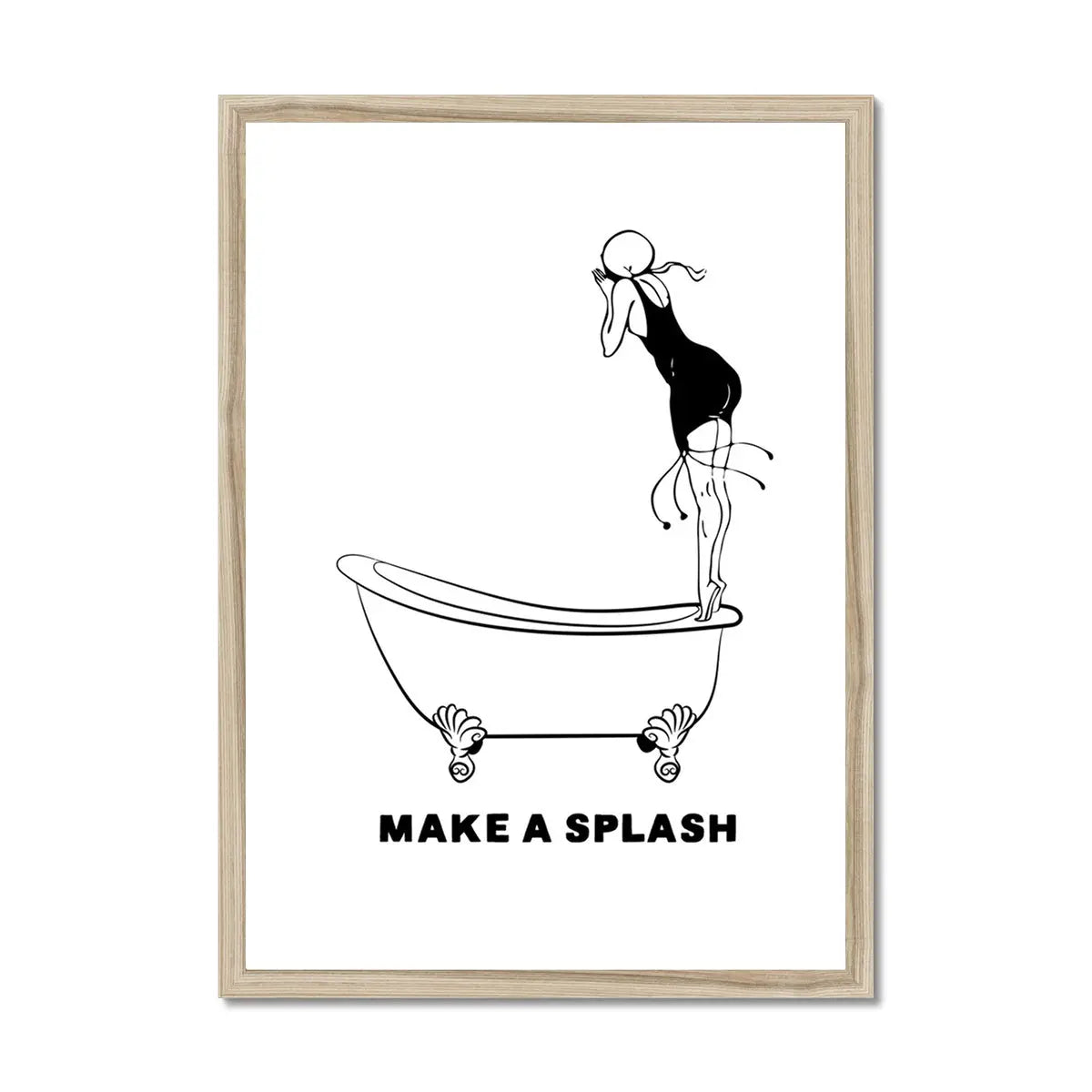 Make a Splash (White) Bathroom Word Art Print - Framed Wall Art