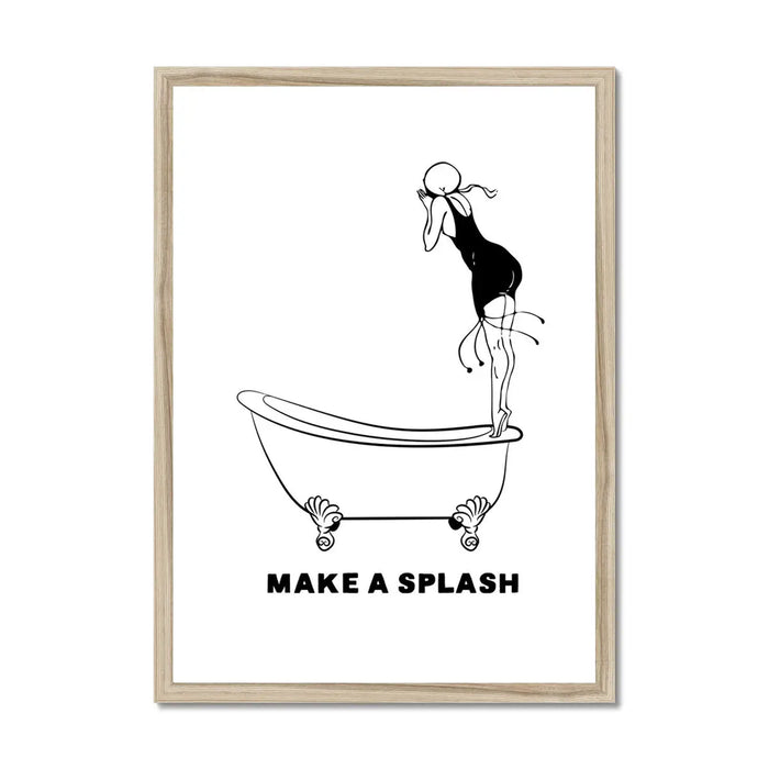 Make a Splash (White) Bathroom Word Art Print - Framed Wall Art