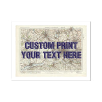 City map wall art featuring a personalised map print of Manchester with navy font - unframed wall art