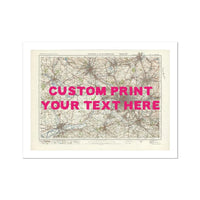 City map wall art featuring a personalised map print of Manchester with pink font - Unframed wall art