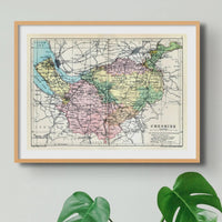 Map Print of Cheshire | Vintage Map of Cheshire in Print - Unframed Wall Art