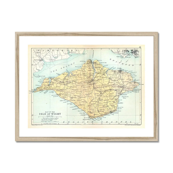 Map Print of the Isle of Wight | Vintage Map of Isle of Wight Print - Framed Wall Art