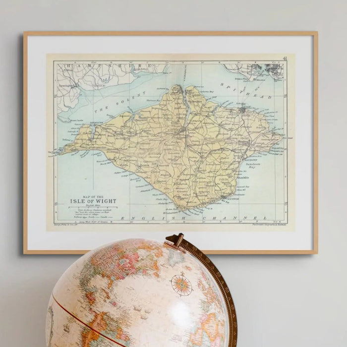 Map Print of the Isle of Wight | Vintage Map of Isle of Wight Print - Framed Wall Art