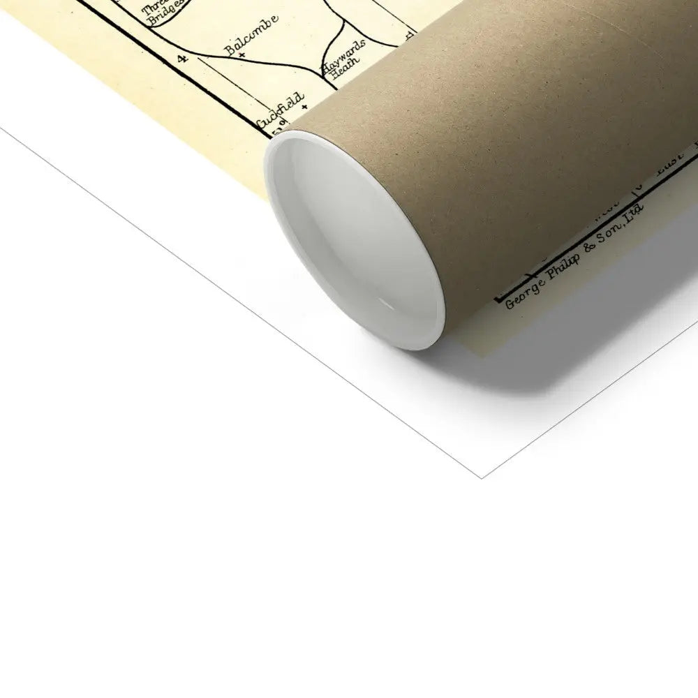 Map Print of Kent | Vintage Map of Kent Print - Unframed Wall Art