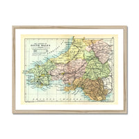 Map Print of South Wales | A beautifully coloured Vintage Map print of Wales - Framed wall art