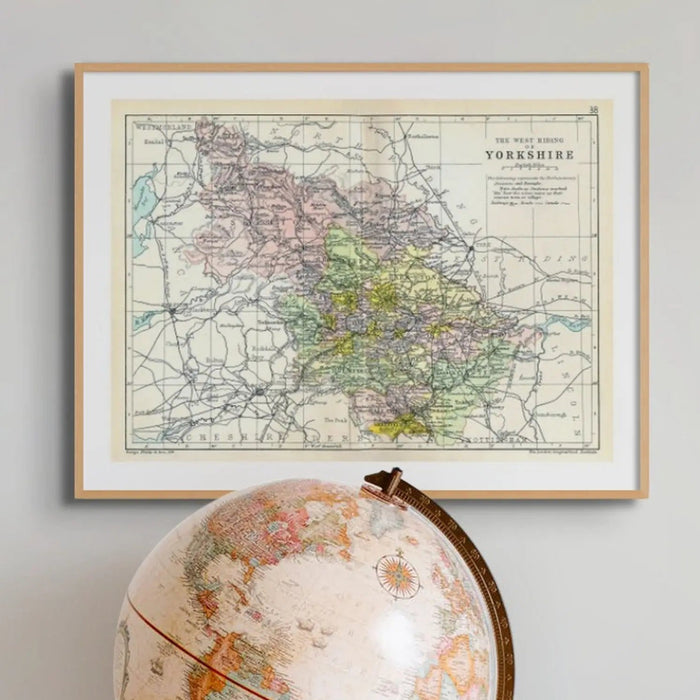 Map Print of West Riding | Detailed Vintage Map of West Yorkshire Print - Unframed Map Of Yorkshire