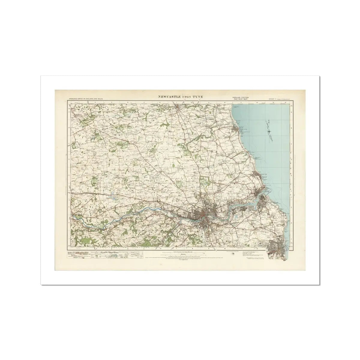 Newcastle Vintage Map Print | Map Print of Newcastle - Unframed Wall Art