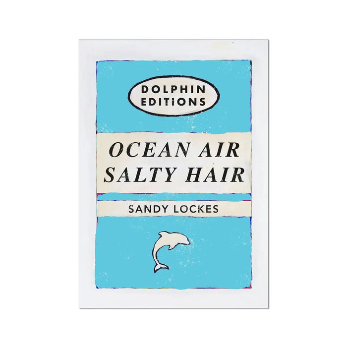 This is an Ocean Air Vintage Book Cover Art Print in a soothing light blue shade. The print is unframed