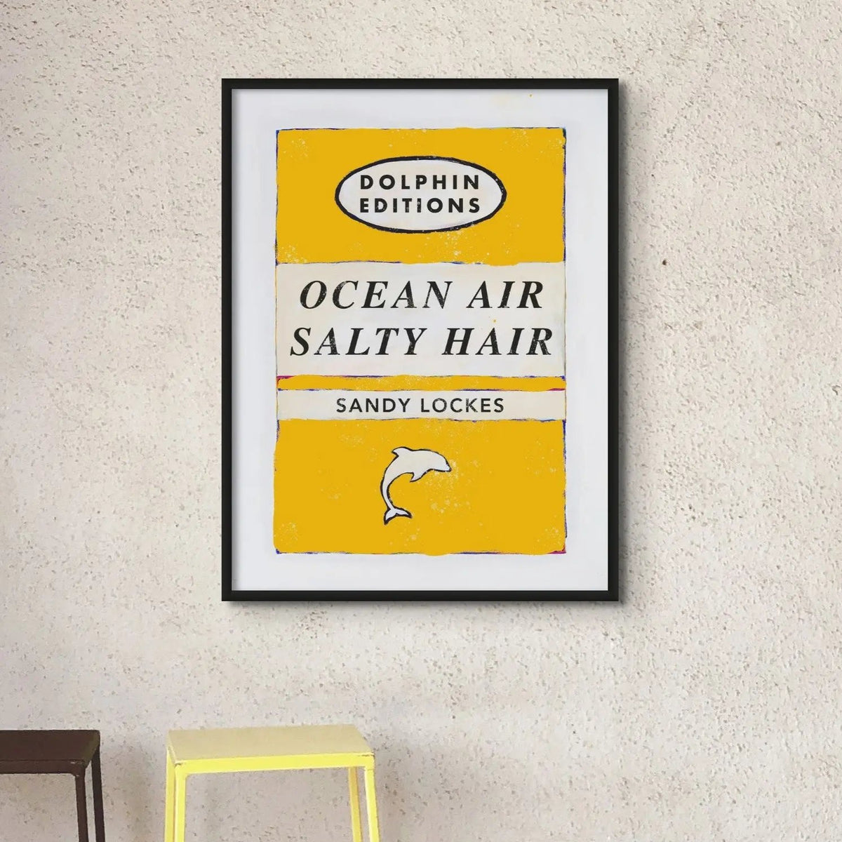 Ocean Air (Sunshine Yellow) Vintage Book Cover Art Print that is unframed.