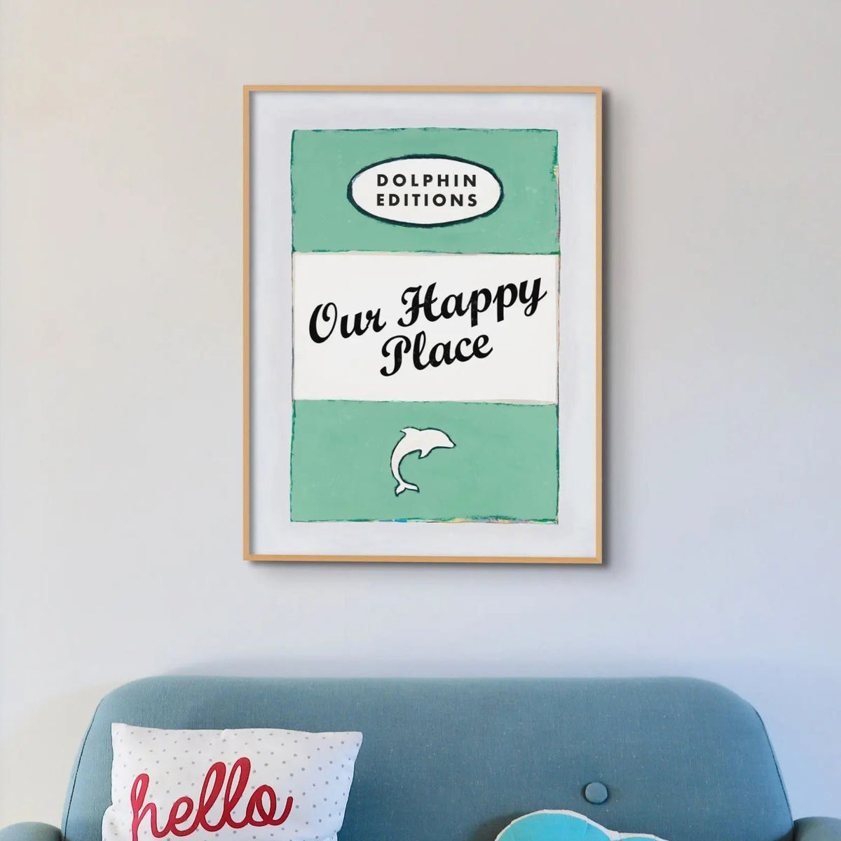 Our Happy Place quote print on vintage style book cover|Jade - Unframed