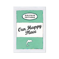 Our Happy Place quote print on vintage style book cover|Jade - Unframed