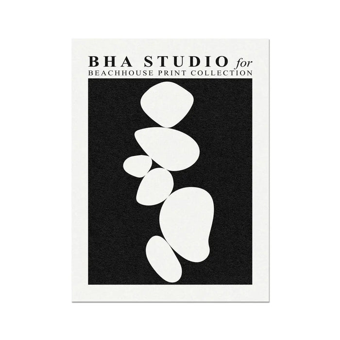 Black & White Abstract Wall Art - Pebble Stack No 1 - Unframed - Beach House Art