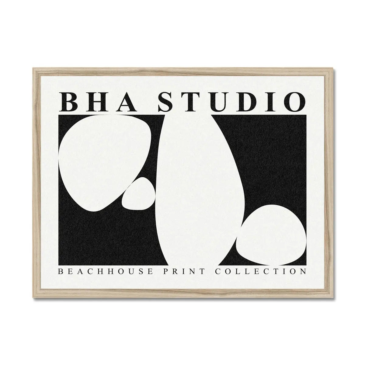 Black & White Abstract Wall Art - Pebble Stack No 5 - Framed - Beach House Art