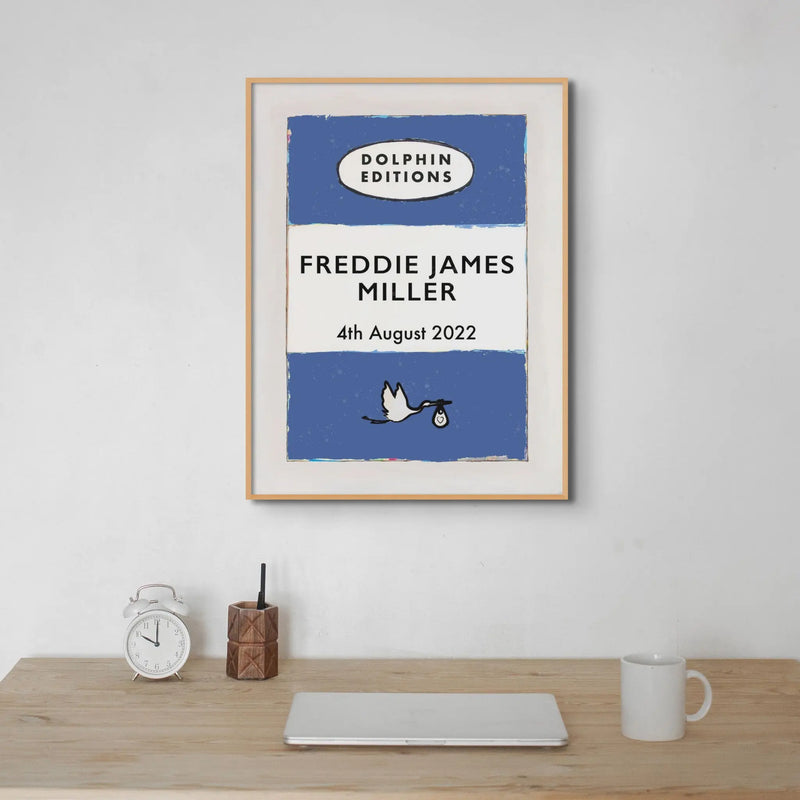 Personalised Book Cover Art Print Custom Newborn Birthday Gift