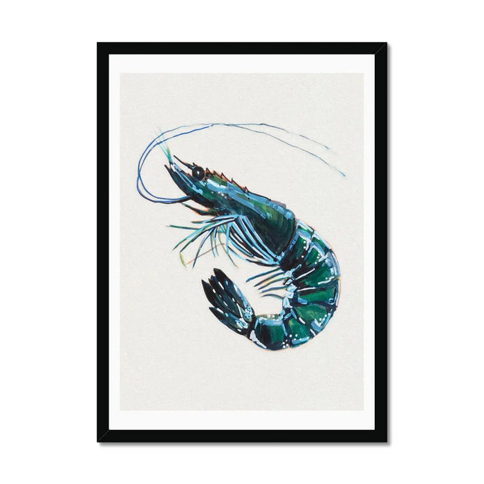 Prawn Painting Print | Watercolour Shellfish Art - Framed Wall Art