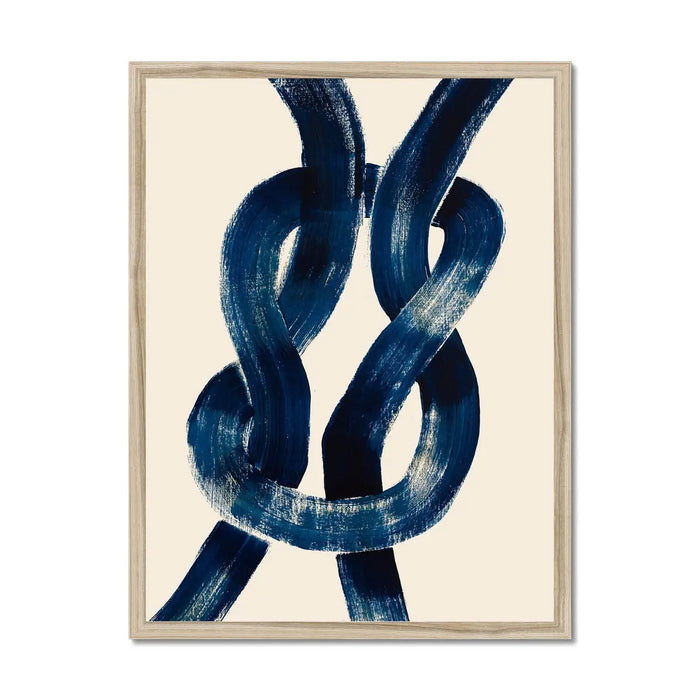 Framed abstract art print of a nautical knot in blue - coastal wall decor - framed wall art