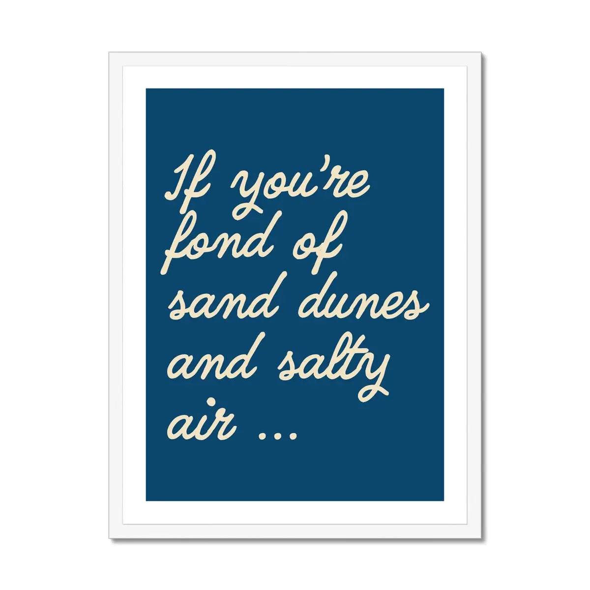 Framed word art print of 'Salty Air' in Marine colour - coastal wall art