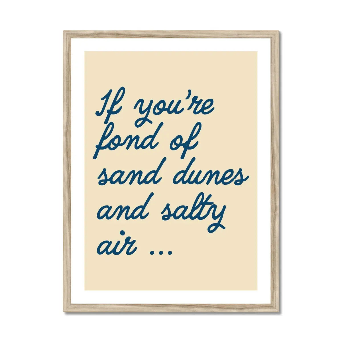 Framed typography art print of 'Salty Air' in sand colour - coastal wall art