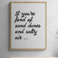 Unframed word art print of 'Salty Air' in white colour - coastal wall art