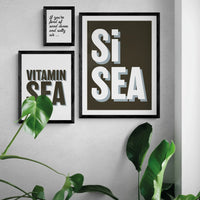 Unframed word art print of 'Salty Air' in white colour - coastal wall art