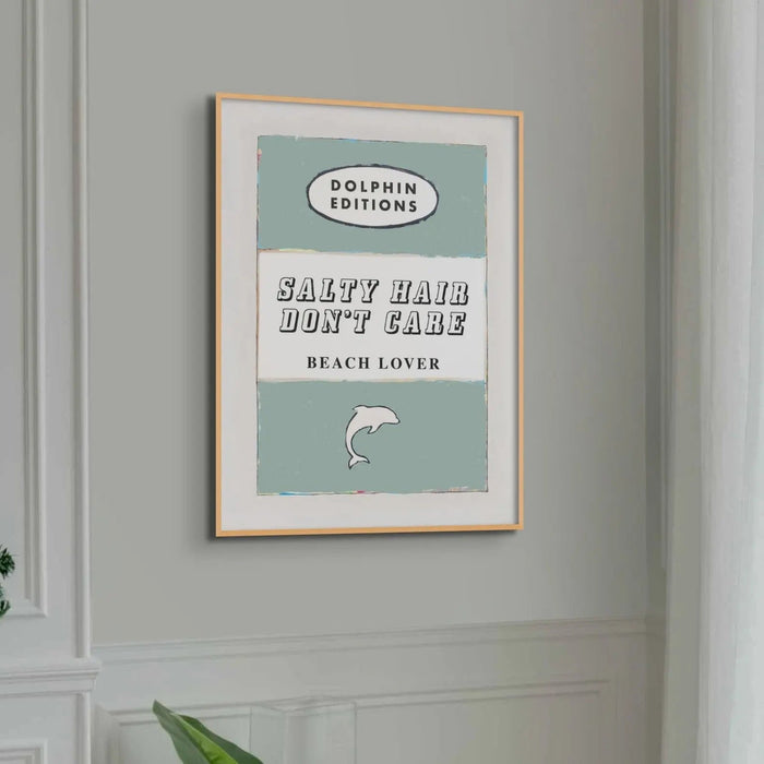 Salty Hair (Sage Green) Vintage Book Cover Art Print Poster Beach House Art