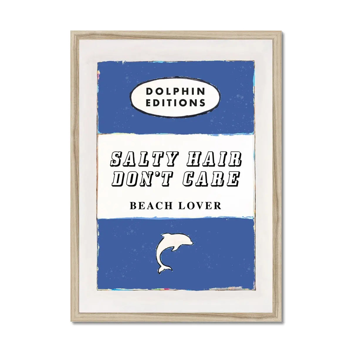 Salty Hair (Sailor Blue) Vintage Book Cover Art Print that comes with a frame.
