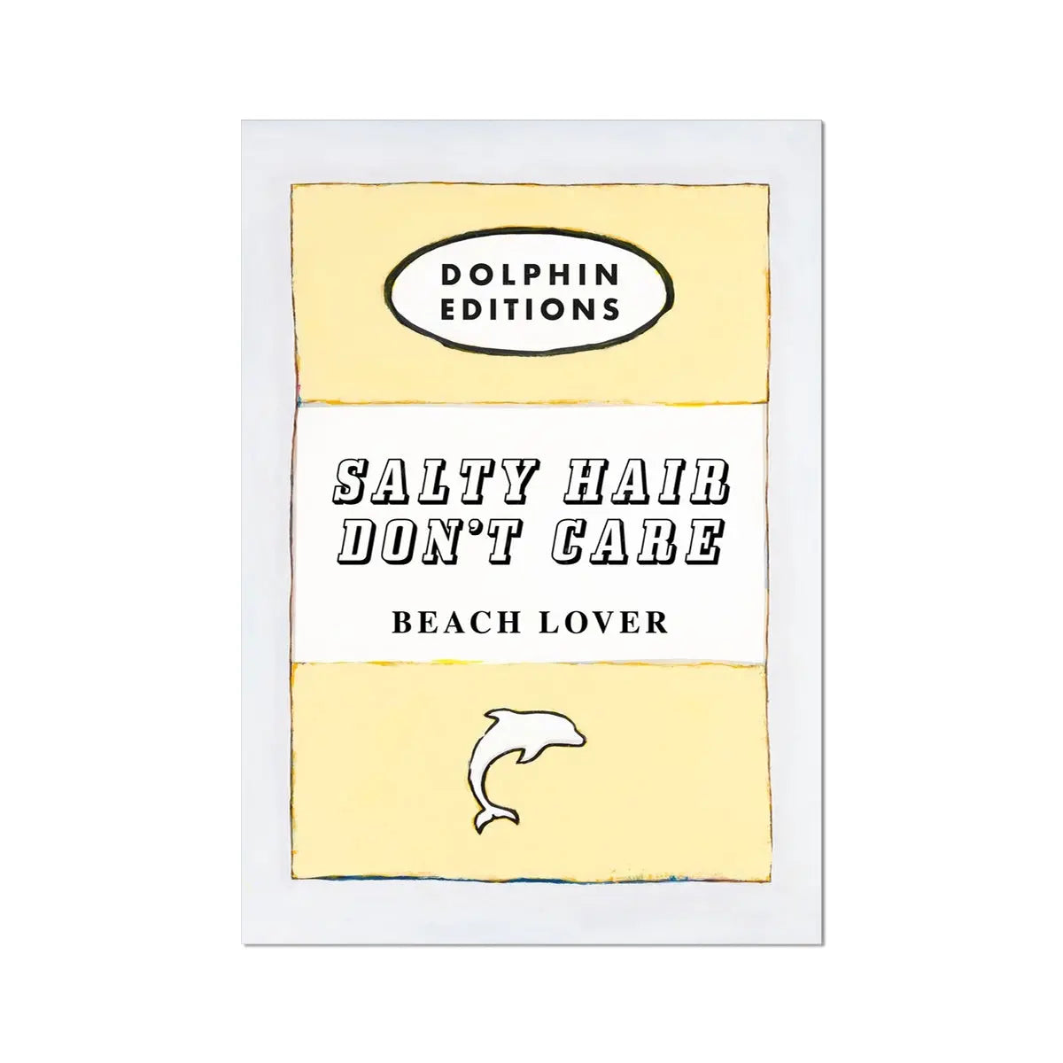 Vintage book cover art print titled "Salty Hair" in yellow that is available for purchase. Book cover poster
