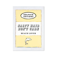 Vintage book cover art print titled "Salty Hair" in yellow that is available for purchase. Book cover poster