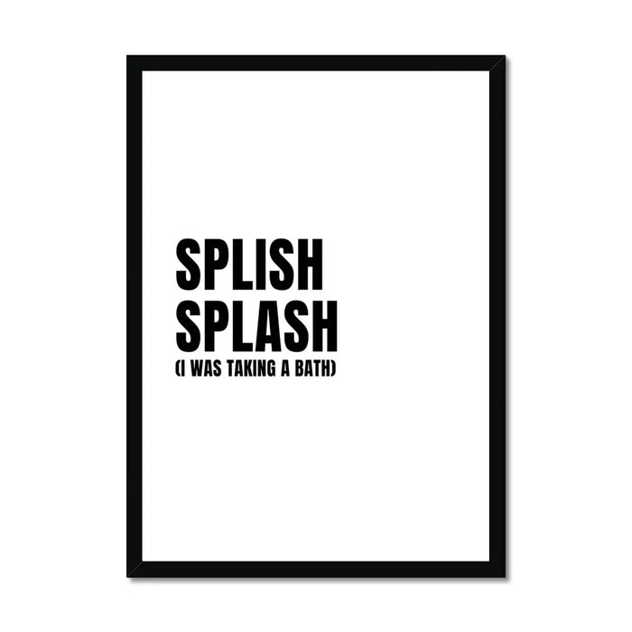 Splish Splash - White Bathroom Word Art Print - Framed Bathroom Wall Art
