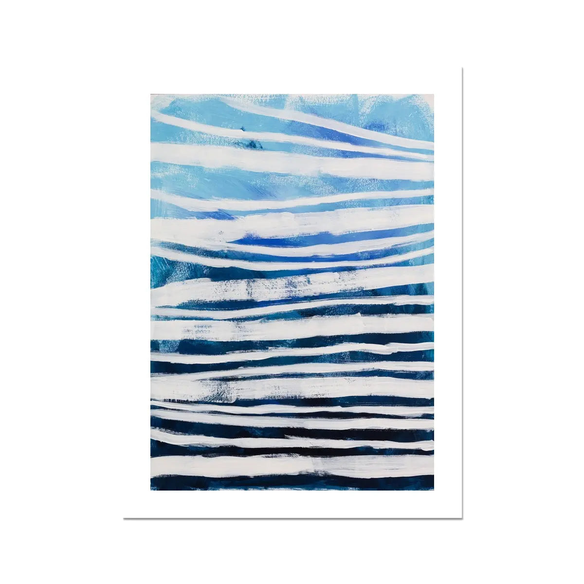 Storm Set Print | Abstract Blue Line Art Print - Unframed Coastal Wall Art