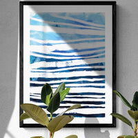 Storm Set Print | Abstract Blue Line Art Print - Unframed Coastal Wall Art