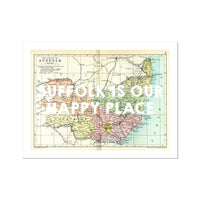 Suffolk is our Happy Place (Suffolk Map) Vintage Map Art - Unframed - Beach House Art