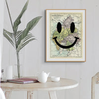 The Lakes Makes Me Happy (Lakes District Map) Vintage Map Art - Unframed - Beach House Art